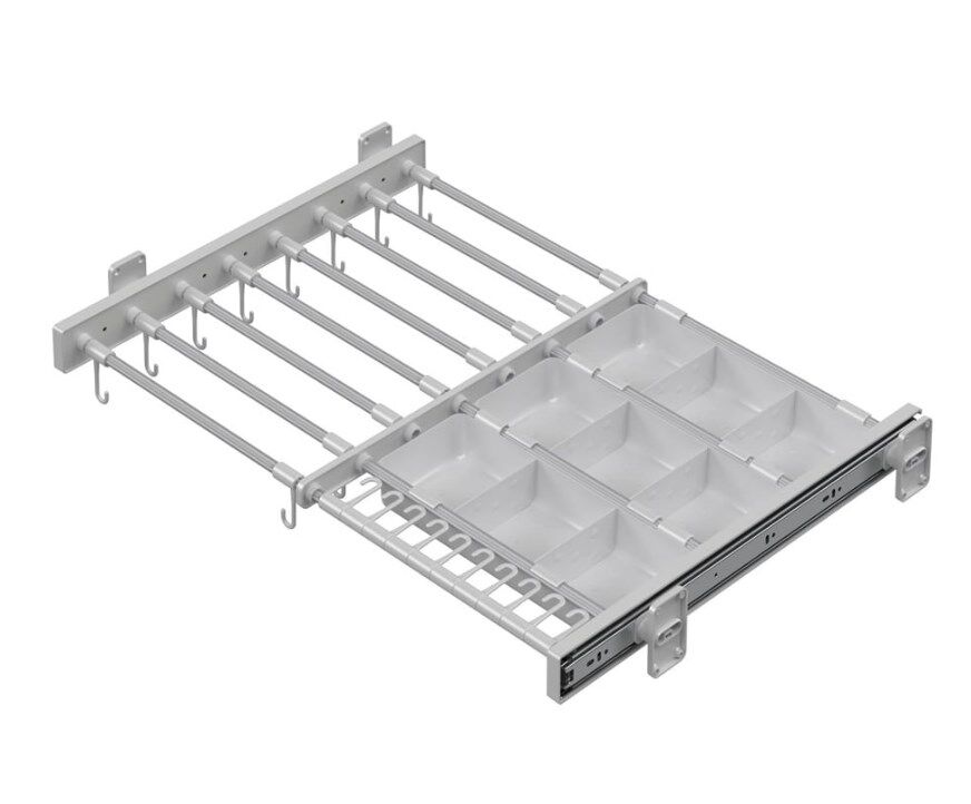 Starax S-6318-G Plastik Kapaklı Teleskopik Raylı, Kutulu Eteklik, Pantolonluk 800 mm Gri