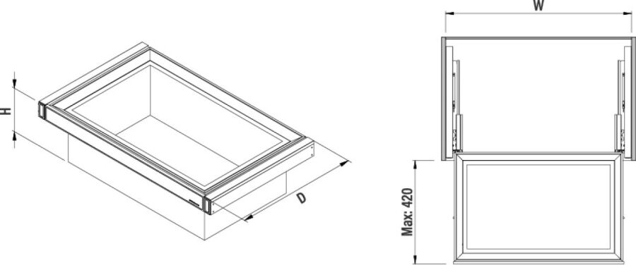 Starax S-6433-A Leather Touch Gizli Raylı Derin Çekmece 900 mm Antrasit