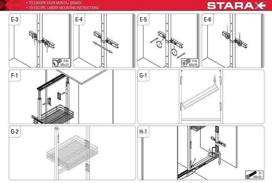 Starax 1139-C Teleskopik Kiler 6 Sepet 170*185-40cm Modül