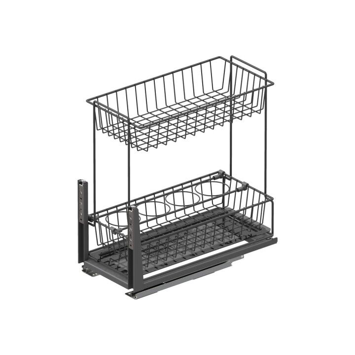 Starax S-2192-A Zemin Bağlantılı Gizli Raylı Tezgah Altı 2 Sepetli Ünite 30cm Antrasit