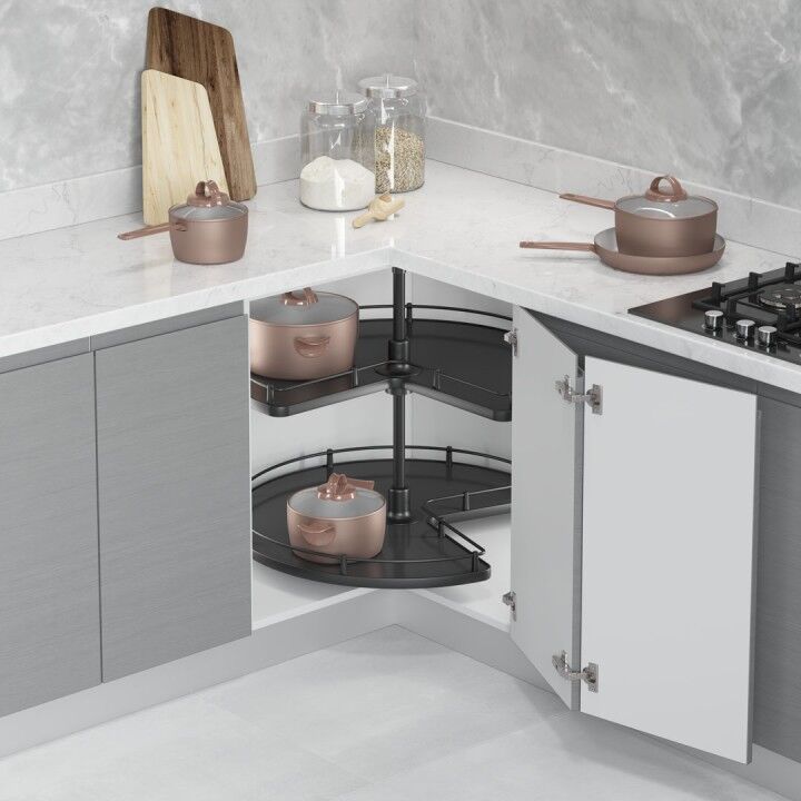 Starax S-3028-A Kaymaz Yüzeyli 3/4 Döner Ahşap Tablalı Sepet Takımı Antrasit