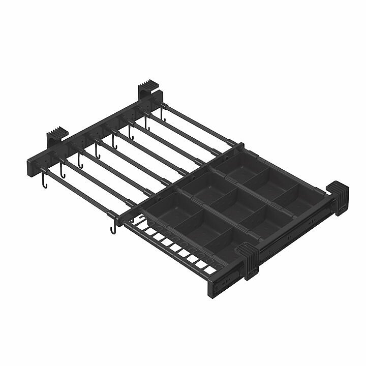 Starax S-6317-A Plastik Kapaklı Teleskopik Raylı, Kutulu Eteklik, Pantolonluk 700 mm Antrasit