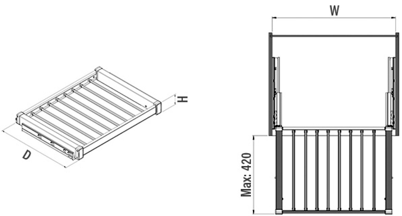 Starax S-6708-W Gizli Raylı Alüminyum Pantolonluk 700 mm Beyaz