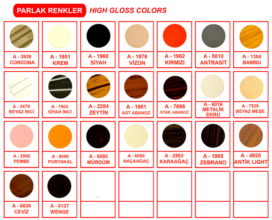 TUTKALLI PVC 0,40*22mm DESENLİ VE DÜZ HG PARLAK