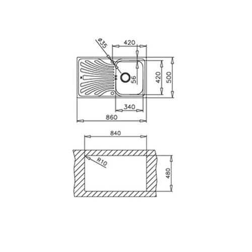 Teka Nerissa 50 B Paslanmaz Çelik Evye 50x86cm Sağ(R)