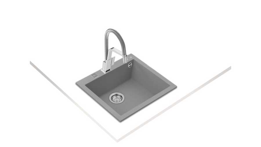Teka ForSquare 50.40 TG Tek Hazneli Tezgah Üstü Granit Eviye Stone Gri