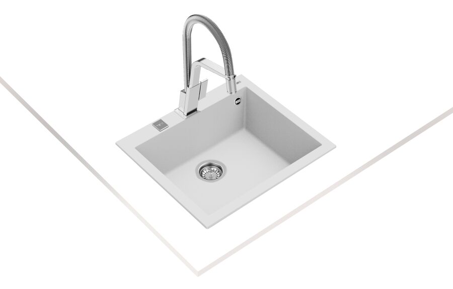 Teka ForSquare 50.40 Tek Hazne Tezgah Üstü Tegranite Eviye Artic White