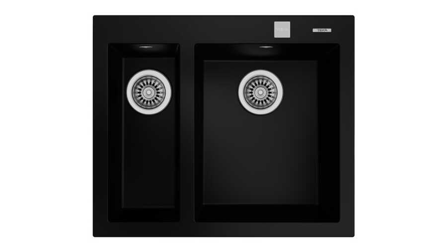Teka ForSquare 590 TG Çift Hazne Tegranite Evye Siyah 59 cm