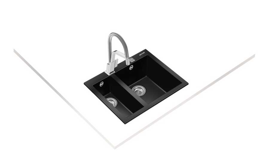 Teka ForSquare 590 TG Çift Hazne Tegranite Evye Siyah 59 cm