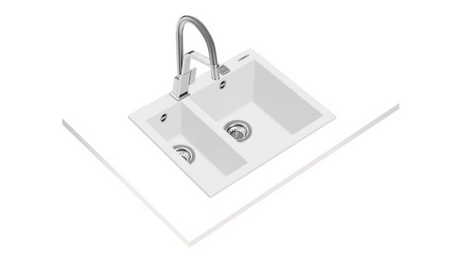 Teka ForSquare 590 TG Çift Hazne Tegranite Evye A.White