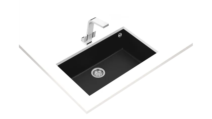 SQUARE 72.40 TG Black Siyah Teka Tezgah Altı Granit evye