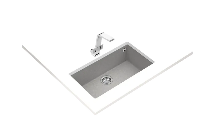 SQUARE 72.40 TG Stone Gri Teka Tezgah Altı Granit evye