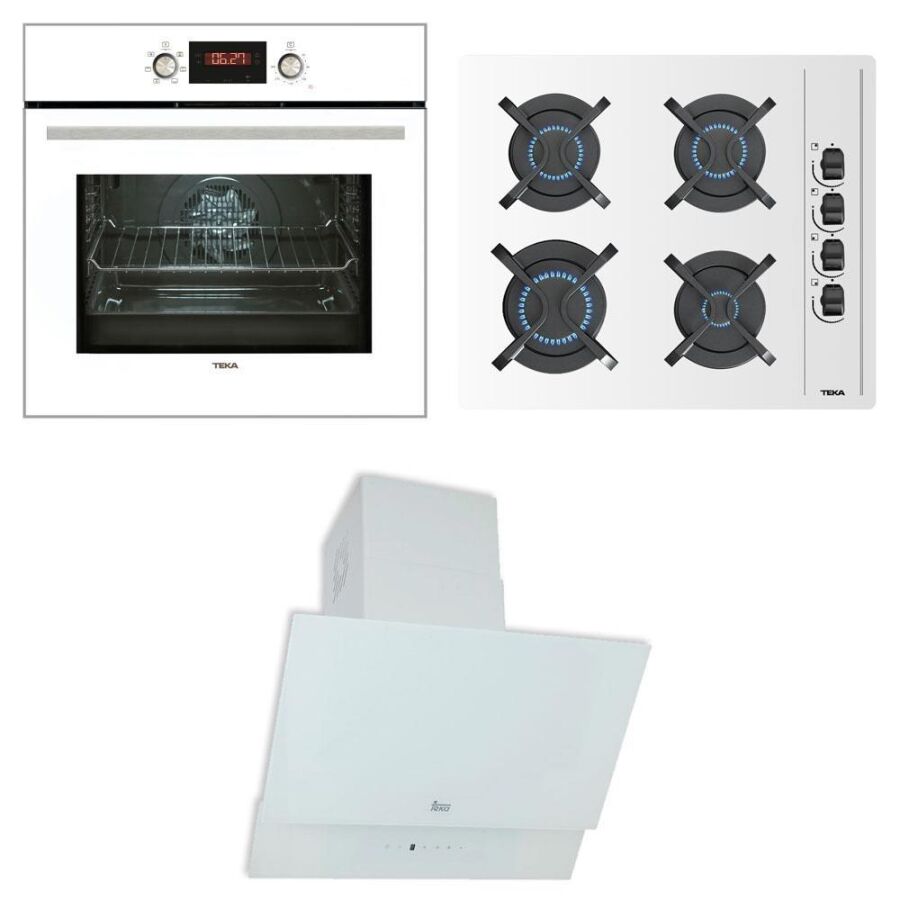 Teka Ankastre Set CHEF 6 Beyaz (HAK 625 Fırın-ATV 60 Davlumbaz-GBC 64002 KBC Ocak)
