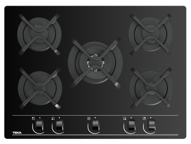 Teka GBC 75030 KBC BK (E4) 70 cm Siyah Camlı Gazlı Ocak (1 göz wok) (chef-10)