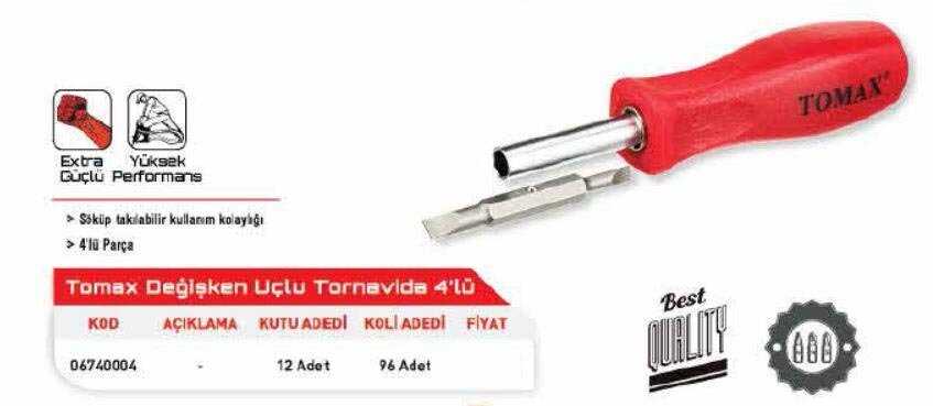 Tomax Değişken Uçlu Tornavida 4'lü