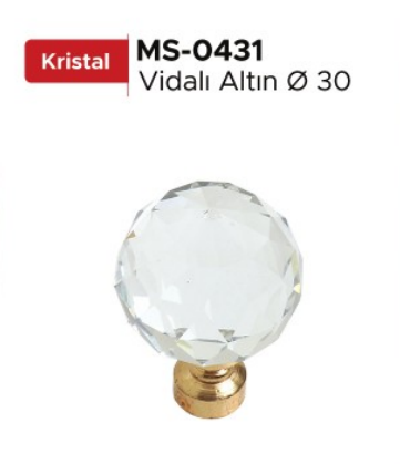 86001.060.030 Küre Şeffaf Düğme Altın 30mm