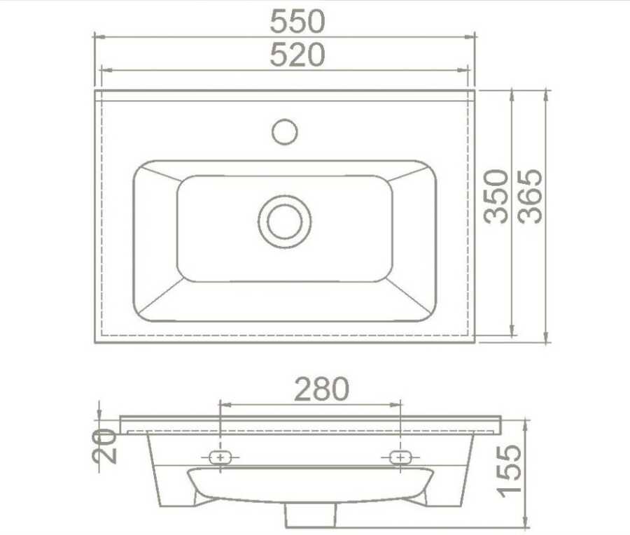 ARTE Etajerli Lavabo 55x36,5cm