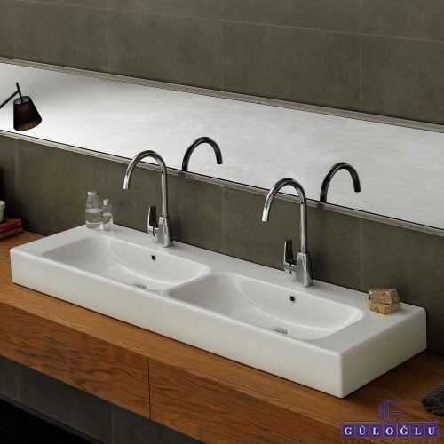 Pinto Eterjerli lavabo 100CM ÇİFT BATARYA