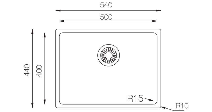 Ukınox MU 500 U4P.GT Polisajlı Tezgah Altı 40x50cm Evye Cubım modeli