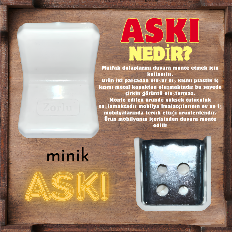 E-394 Pls. Kapaklı Askı Elemanı Küçük Renkl Çeşitleri mini köşe