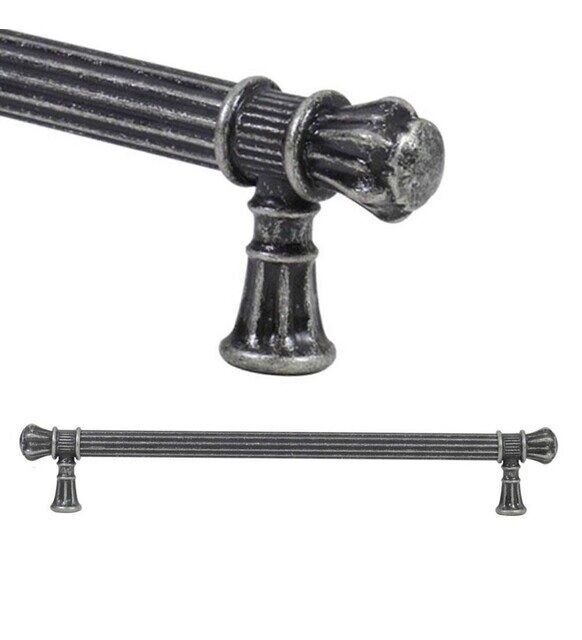 Akbatı Çizgili Kulp Antik Gümüş 192mm